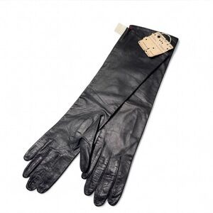 Unique Vintage Black Opera-Length Leather Gloves